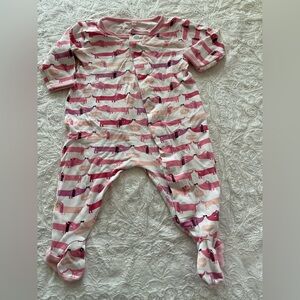 GUC Magnificent Baby Pink & White Dachshund Print Footed One-Piece